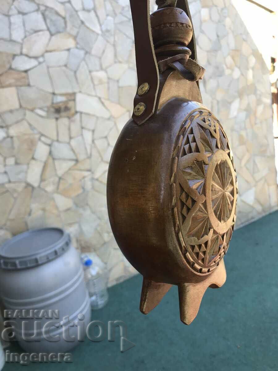 Auction DOUBLE SIDED WOOD CARVING WALNUT LEATHER BOW Auction DOUBLE SIDED WOOD CARVING WALNUT LEATHER BOW