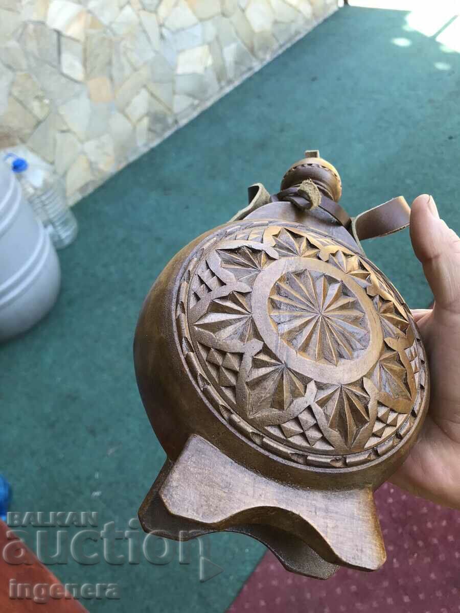 DOUBLE SIDED WOOD CARVING WALNUT LEATHER BOW - 5 DOUBLE SIDED WOOD CARVING WALNUT LEATHER BOW - 5