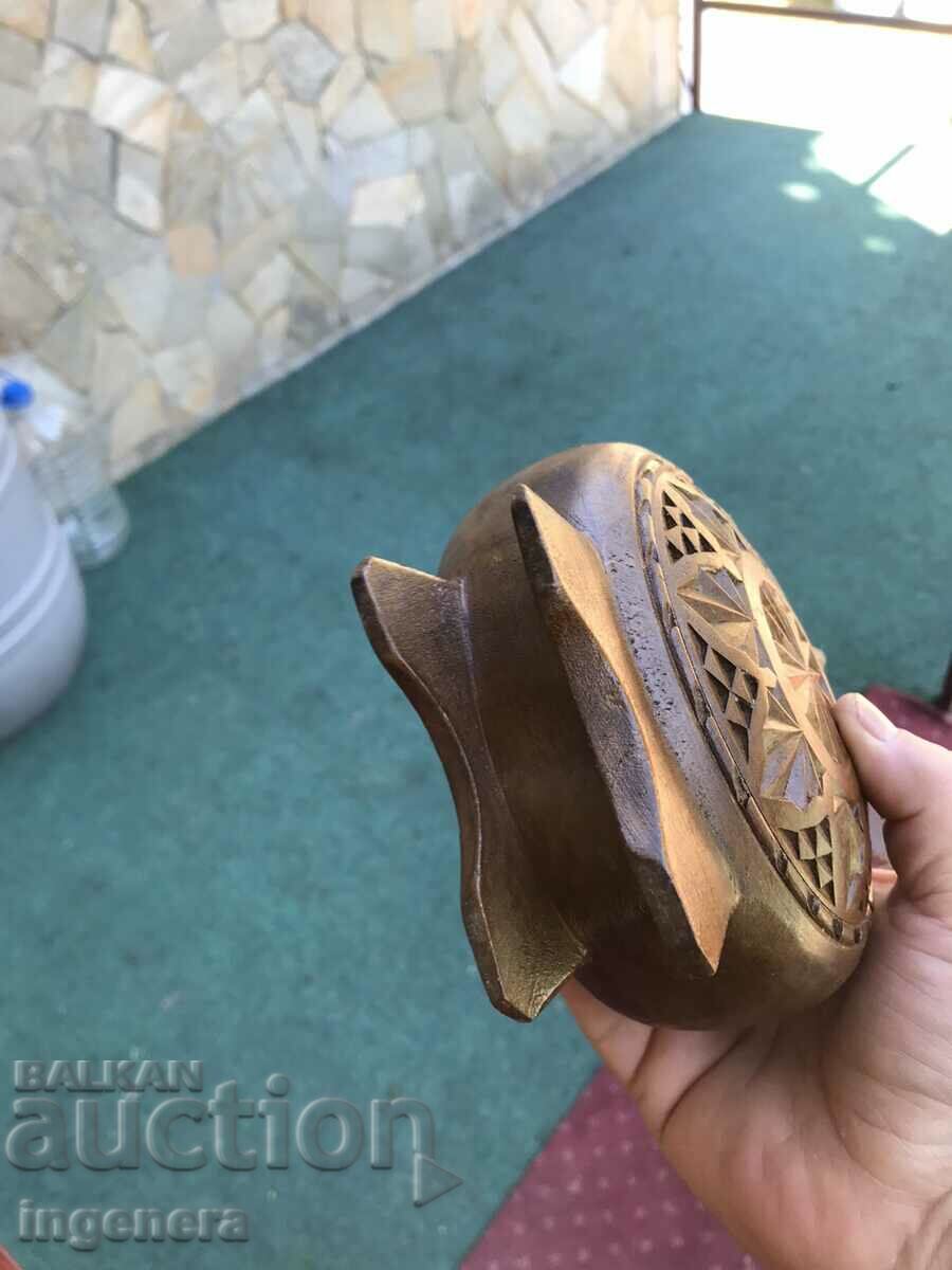 DOUBLE SIDED WOOD CARVING WALNUT LEATHER BOW - 7 DOUBLE SIDED WOOD CARVING WALNUT LEATHER BOW - 7