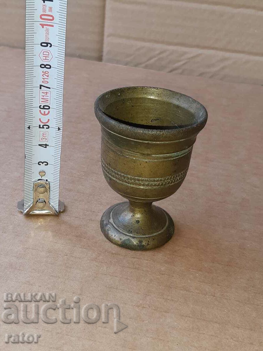 Old miniature bronze mortar. Rarely