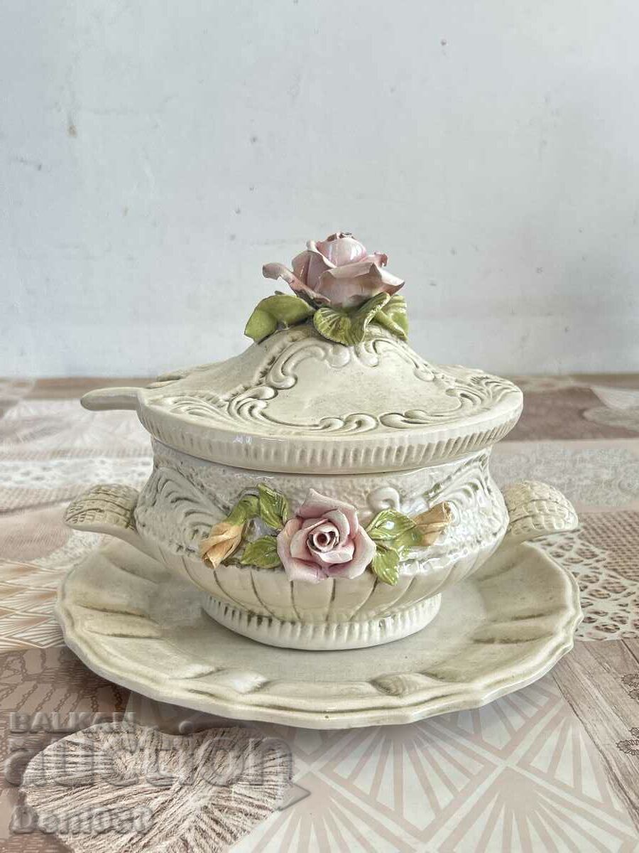 A very beautiful porcelain soup bowl with markings