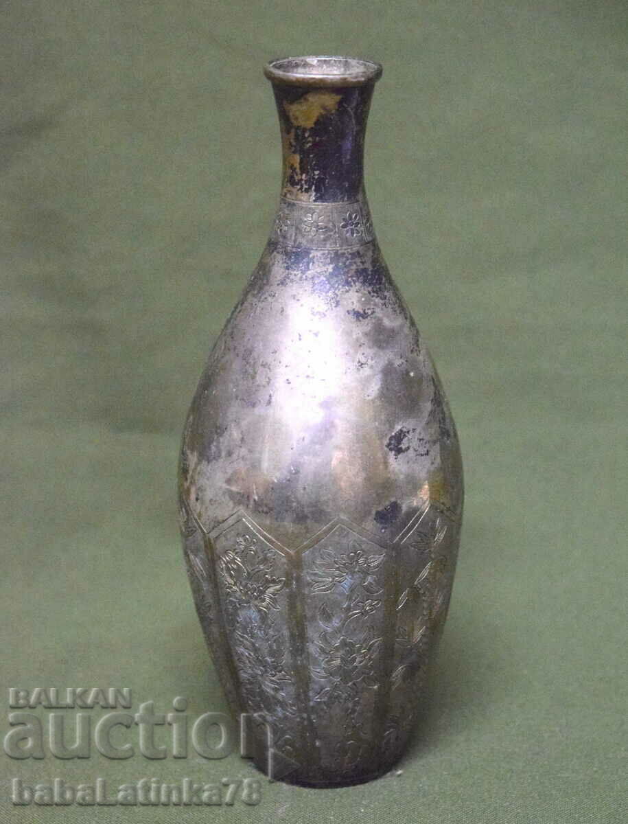 Antique Engraved Silver Plated Vase