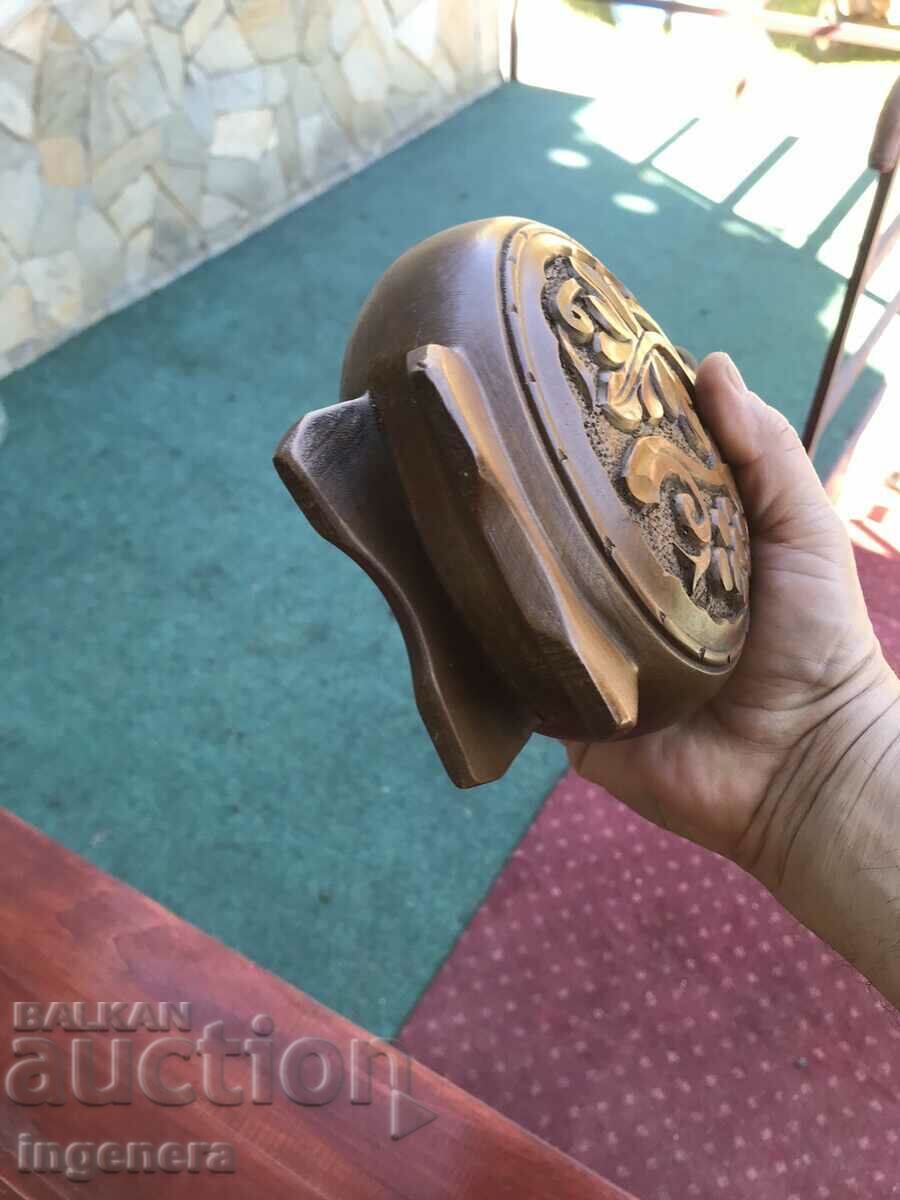 DOUBLE SIDED WOOD CARVING WALNUT LEATHER BOW - 7 DOUBLE SIDED WOOD CARVING WALNUT LEATHER BOW - 7