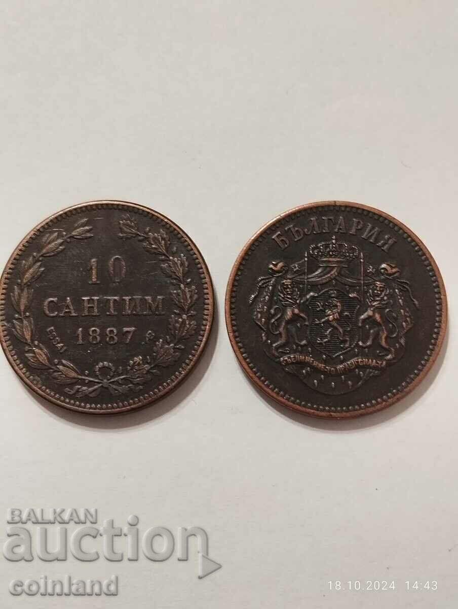Licitație 10 centimes 1887 - REPRODUCERE REPLICA