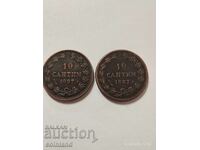 2 τεμάχια 10 centimes 1887 - ΑΝΑΠΑΡΑΓΩΓΗ ΡΕΠΛΙΚΩΝ