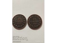 2 bucati 10 centimes 1887 - REPRODUCERE REPLICA