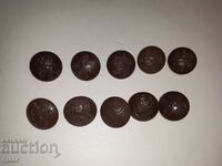 Military royal bakelite buttons Kingdom of Bulgaria - 10 pieces