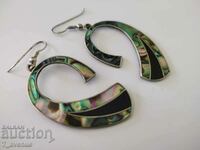 Earrings, large, ocean mother of pearl, Mexico, stamp 10/19/24