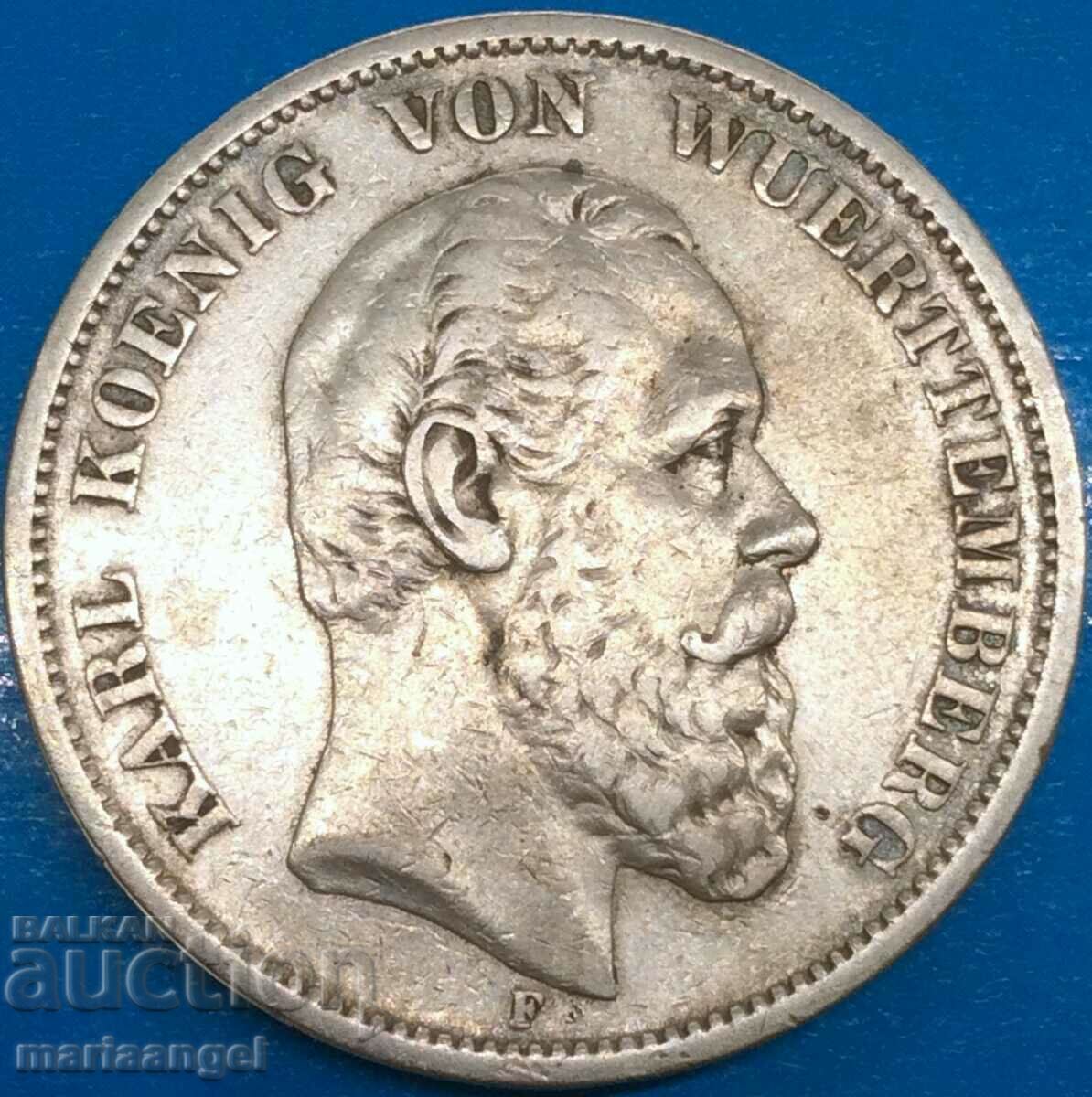 5 stamps 1875 Germany Karl von Württemberg 27.54g silver