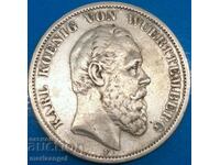 5 timbre 1875 Germania Karl von Württemberg 27,54g argint