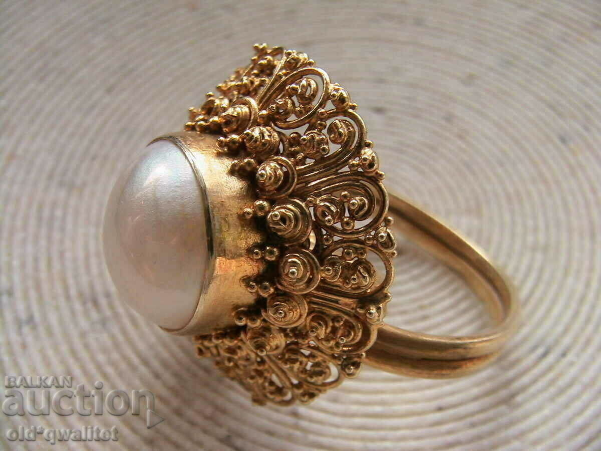 RING, Silver 925 with est. Pearl, gilding with price 297.00 BGN | € 151.85 RING, Silver 925 with est. Pearl, gilding with price 297.00 BGN | € 151.85