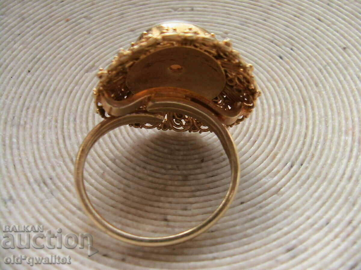 Auction RING, Silver 925 with est. Pearl, gilding Auction RING, Silver 925 with est. Pearl, gilding