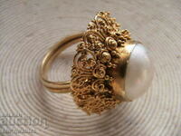 RING, Silver 925 with est. Pearl, gilding