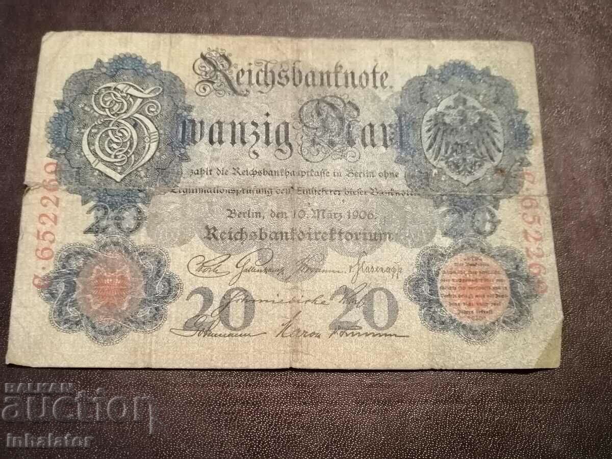 1906 20 marks Germany rare year