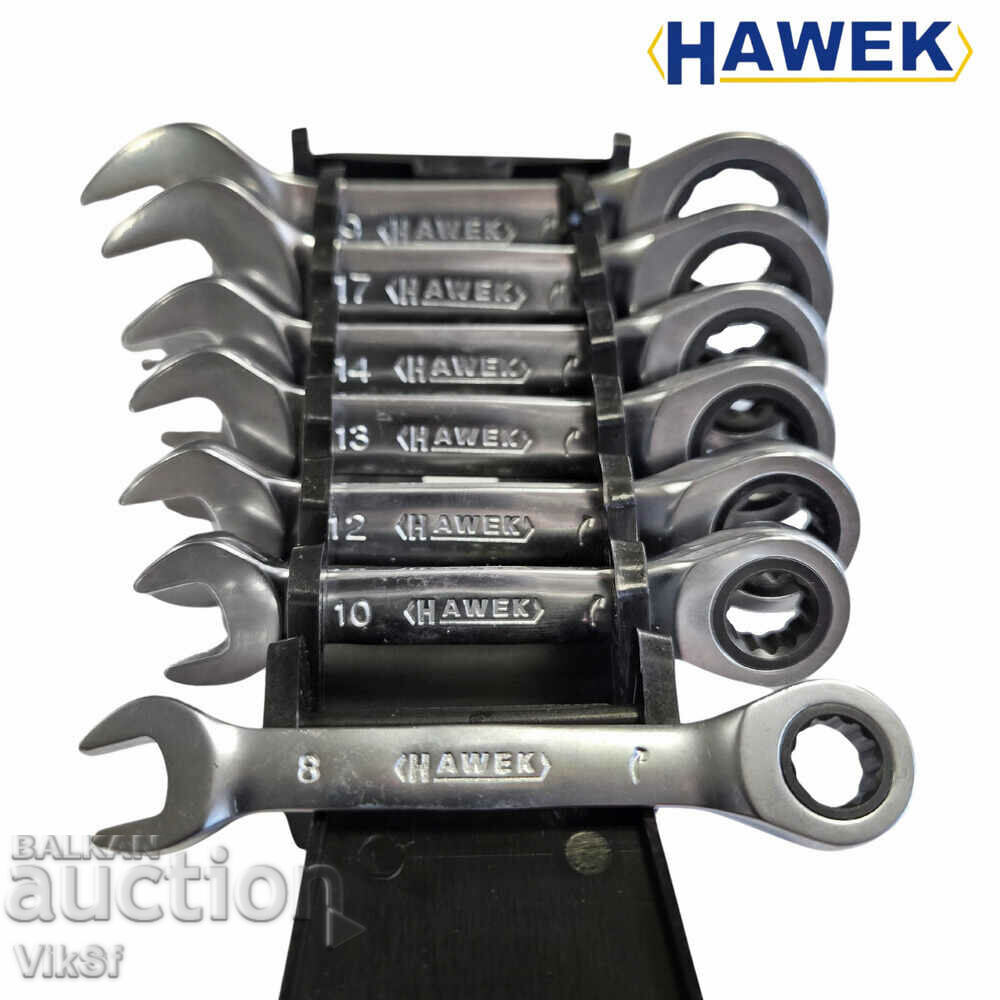 HAWEK HW-51072S Short Ratchet Wrench Set 8-19mm