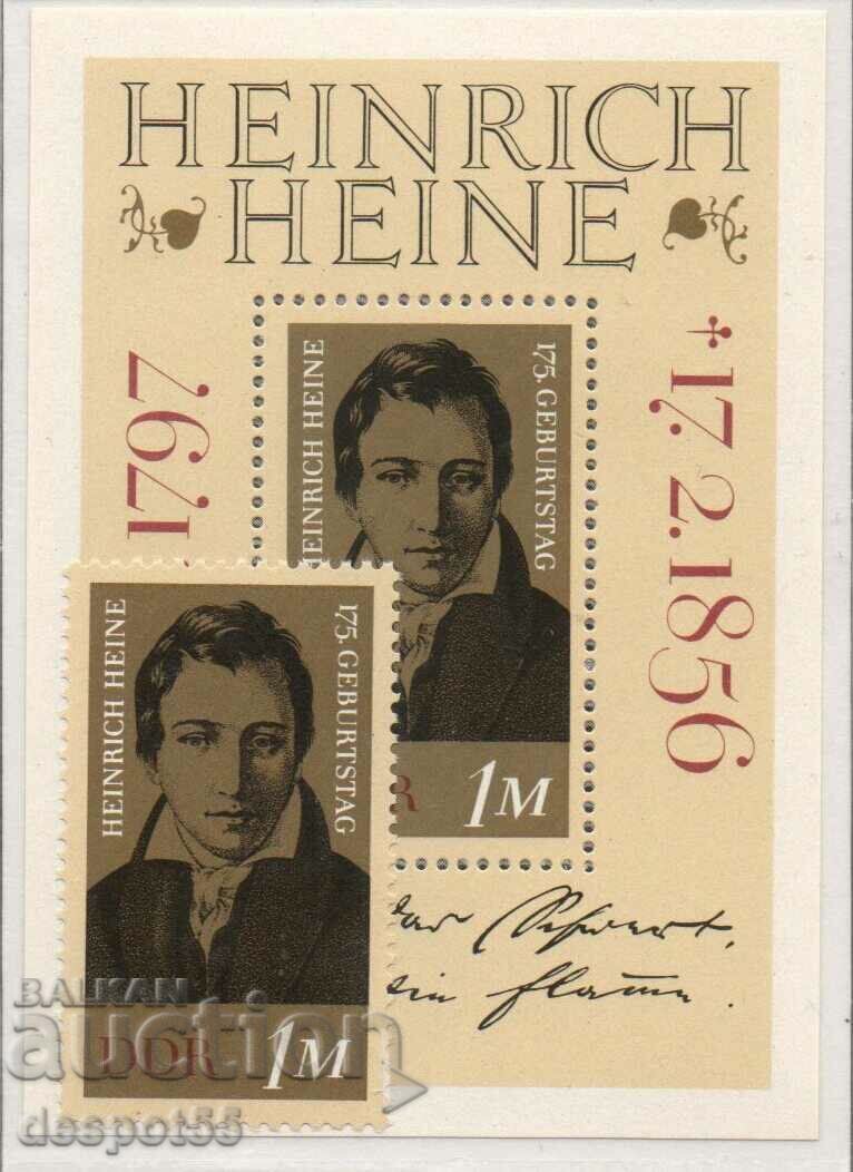 1972 GDR. 175 years since the birth of Heinrich Heine - Poet. Block