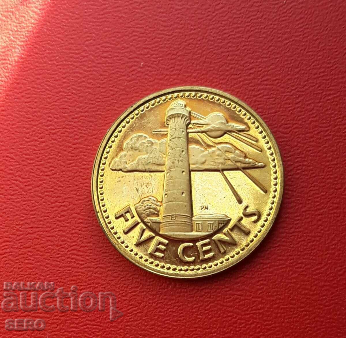 Island of Barbados-5 cents 1981-matte-gloss/the coin is from SET/