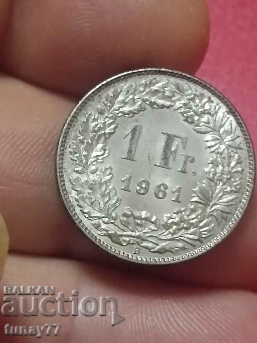 Moneda de argint de 1 franc 1961 Monedă bună