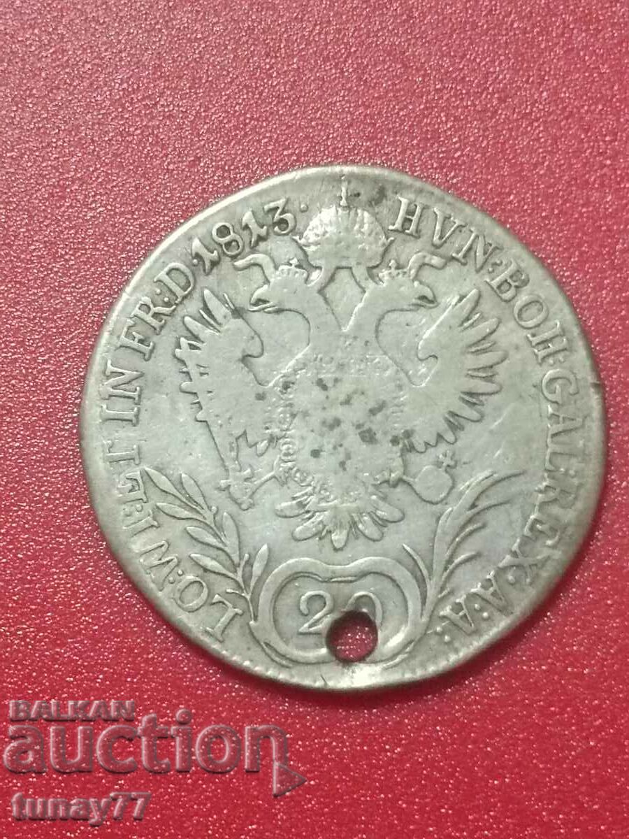 Rare silver coin 20 kreuzer 1813. Franz II