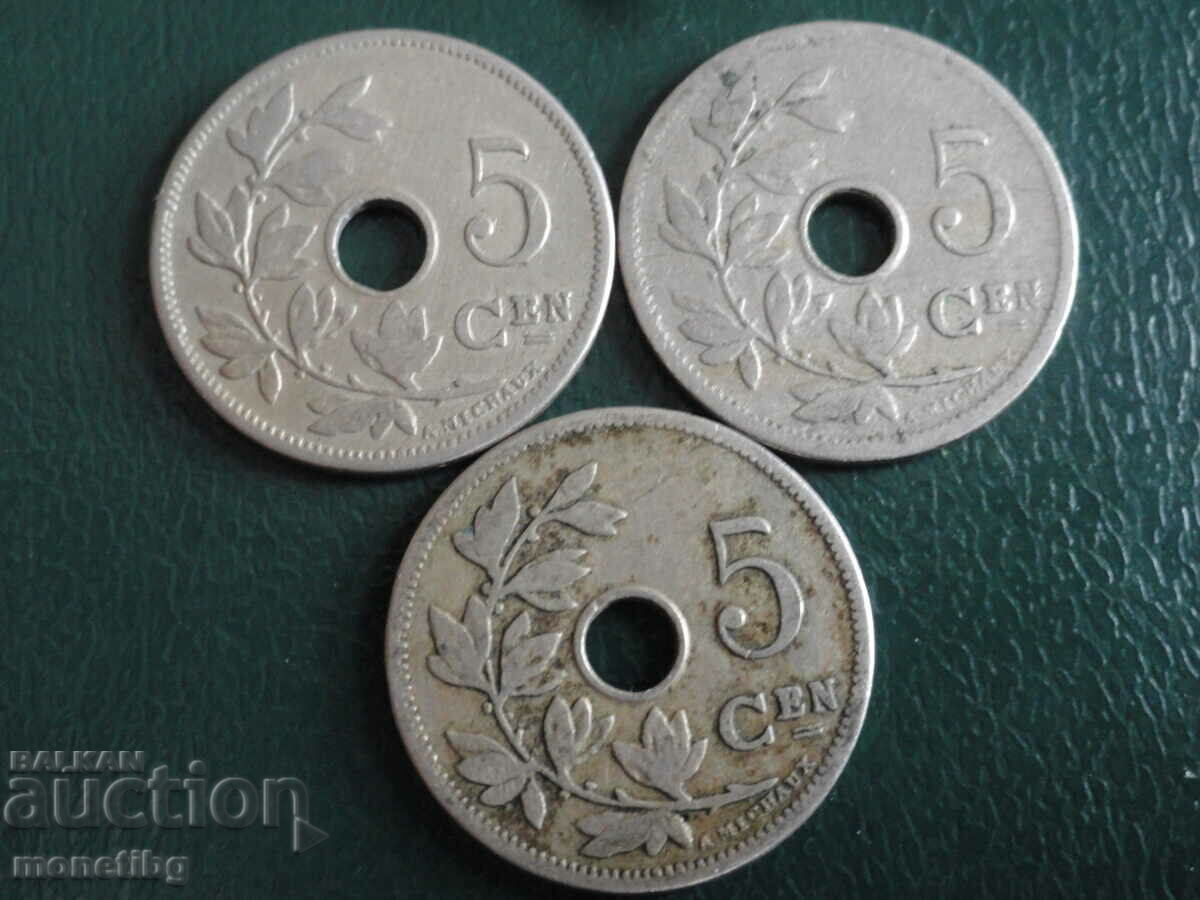 Belgia 1904-05-06 - 5 centimes (3 bucăți) - 6 Belgia 1904-05-06 - 5 centimes (3 bucăți) - 6