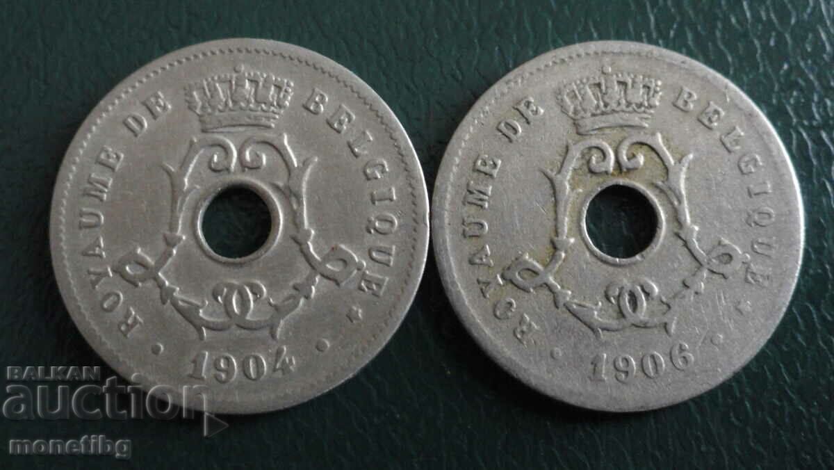 Βέλγιο 1904-06 - 5 εκατοστά (2 τεμάχια) - 5 Βέλγιο 1904-06 - 5 εκατοστά (2 τεμάχια) - 5