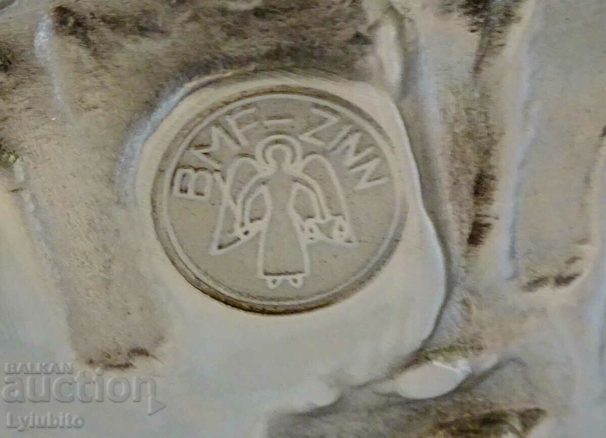 Pewter plate, panel, painting Lovers 31 cm., pewter wedding - 7