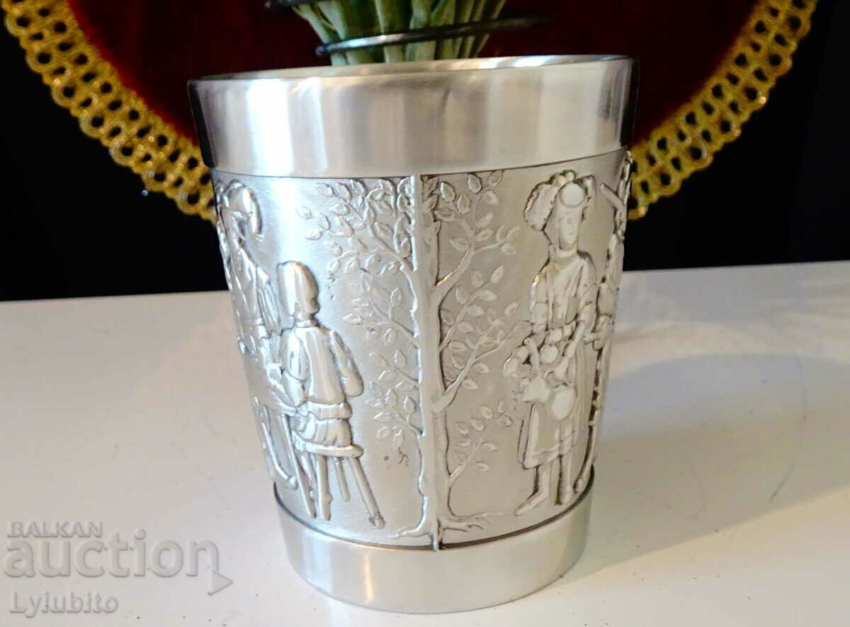 Tin wine goblet with knight, lady, wedding - 5 Tin wine goblet with knight, lady, wedding - 5
