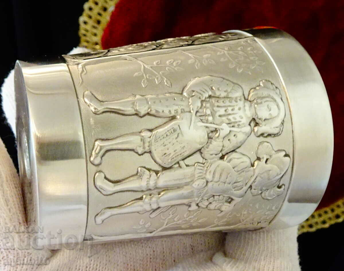 Tin wine goblet with knight, lady, wedding - 6 Tin wine goblet with knight, lady, wedding - 6