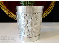 Tin cup with pictures for wedding.