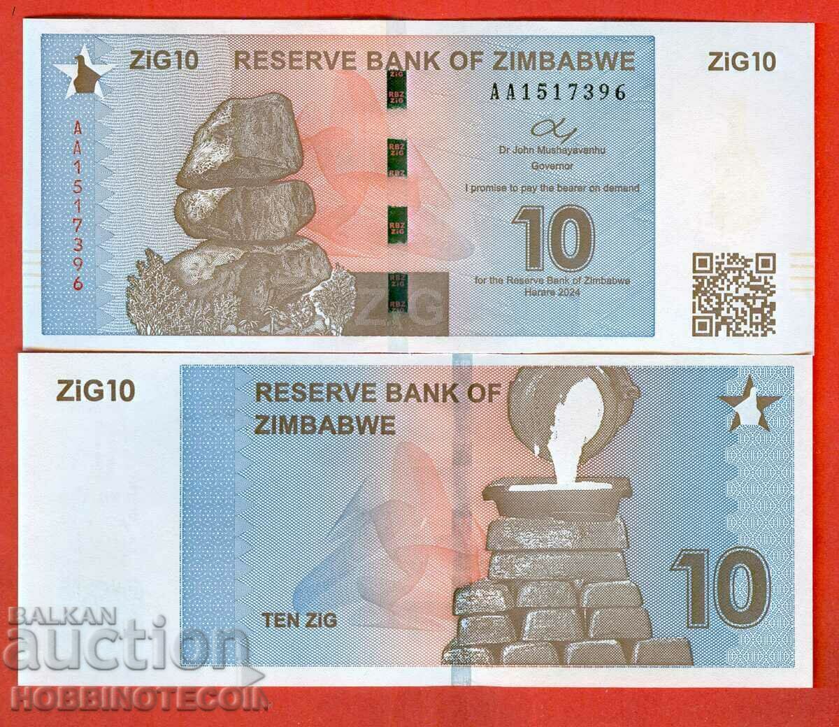 ZIMBABWE ZIMBABWE 10 ZIG număr - numărul 2024 NOU UNC