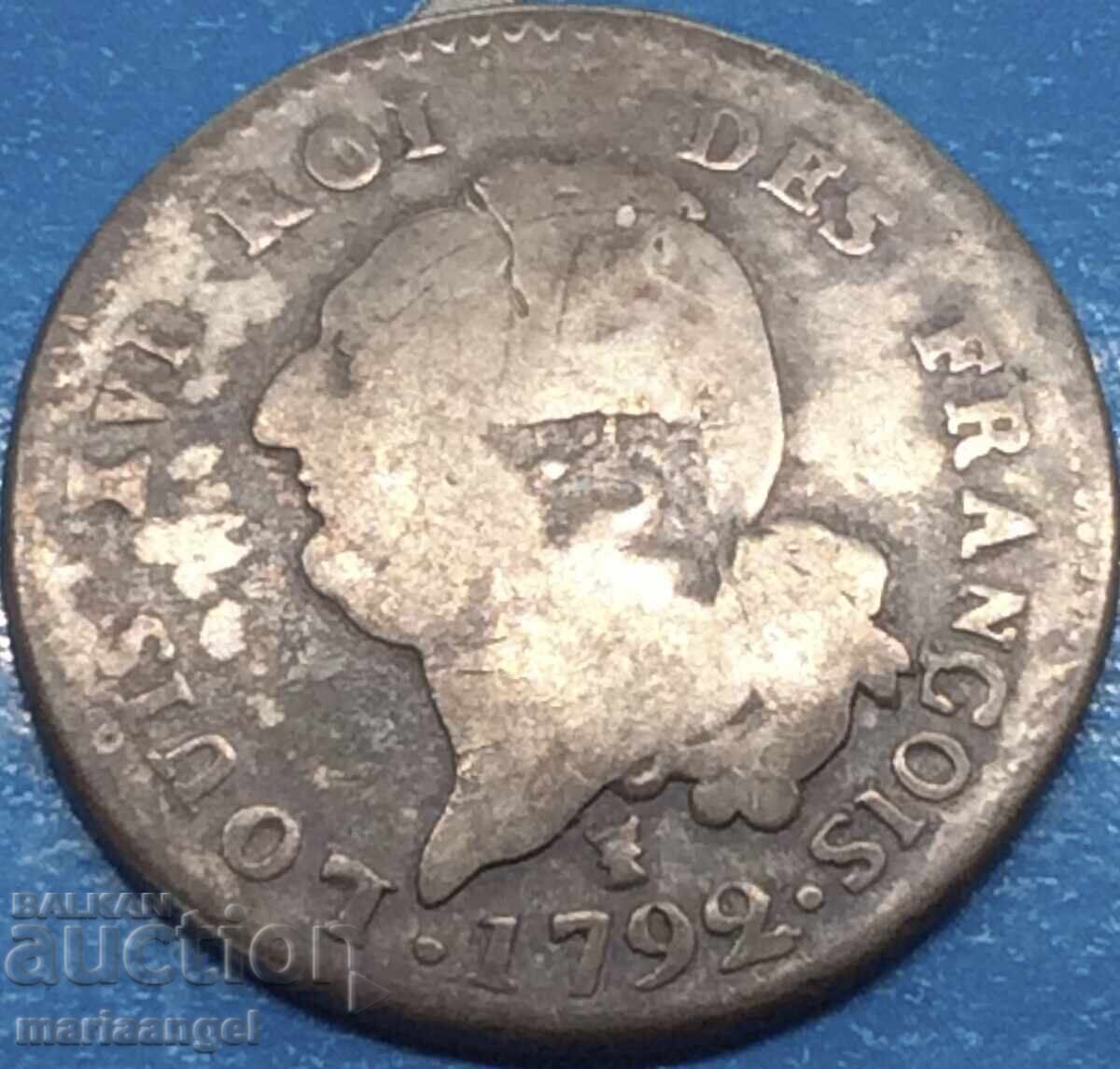 France 1792 30 sous King Louis XVI 9.69g silver