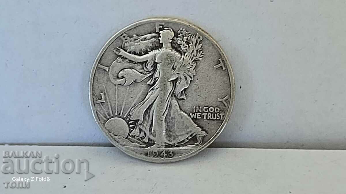 HALF DOLLAR 1943 година СРЕБРО РЯДЪК Б З Ц !!!!