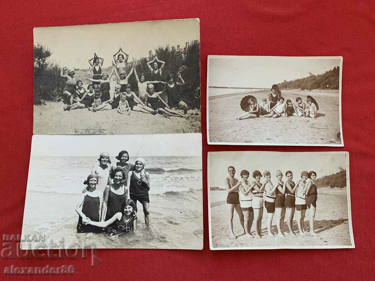 Beach women 1930s four old photos one of Anhialo