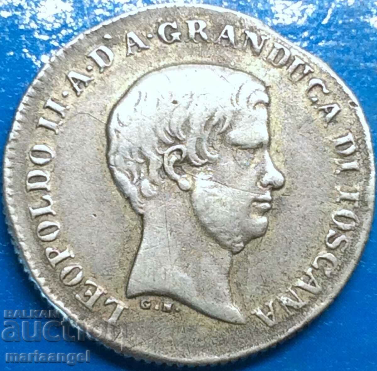 100 Quatrains 1851 Fiorino Ιταλία Τοσκάνη Leopold Silver ΣΠΑΝΙΟ