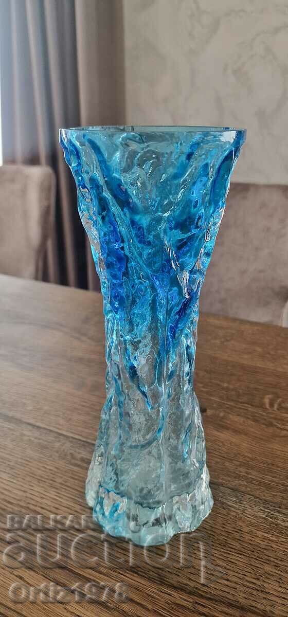 Kurt Wokan - German vase - blue glass bark 1970 with price 200.00 BGN | € 102.26 Kurt Wokan - German vase - blue glass bark 1970 with price 200.00 BGN | € 102.26