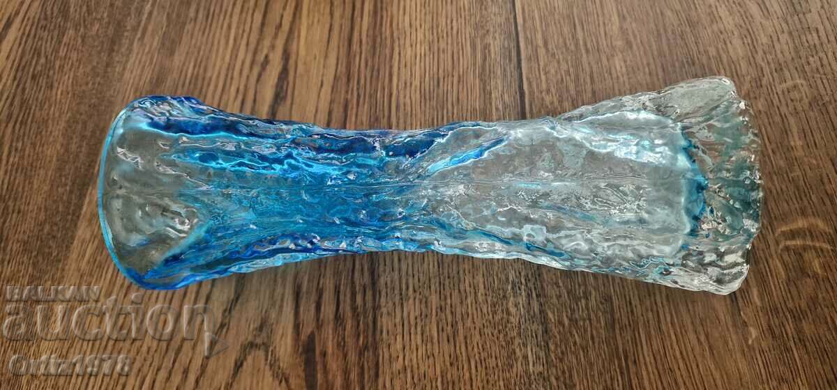 Delivery of Kurt Wokan - German vase - blue glass bark 1970 Delivery of Kurt Wokan - German vase - blue glass bark 1970
