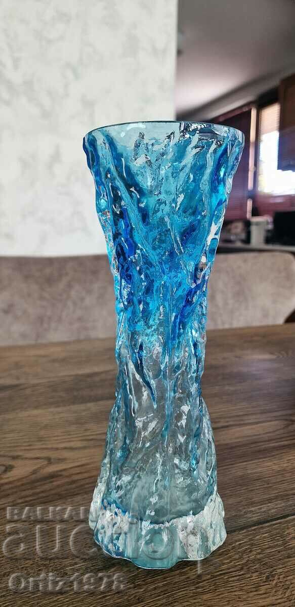 Kurt Wokan - German vase - blue glass bark 1970 - 5 Kurt Wokan - German vase - blue glass bark 1970 - 5