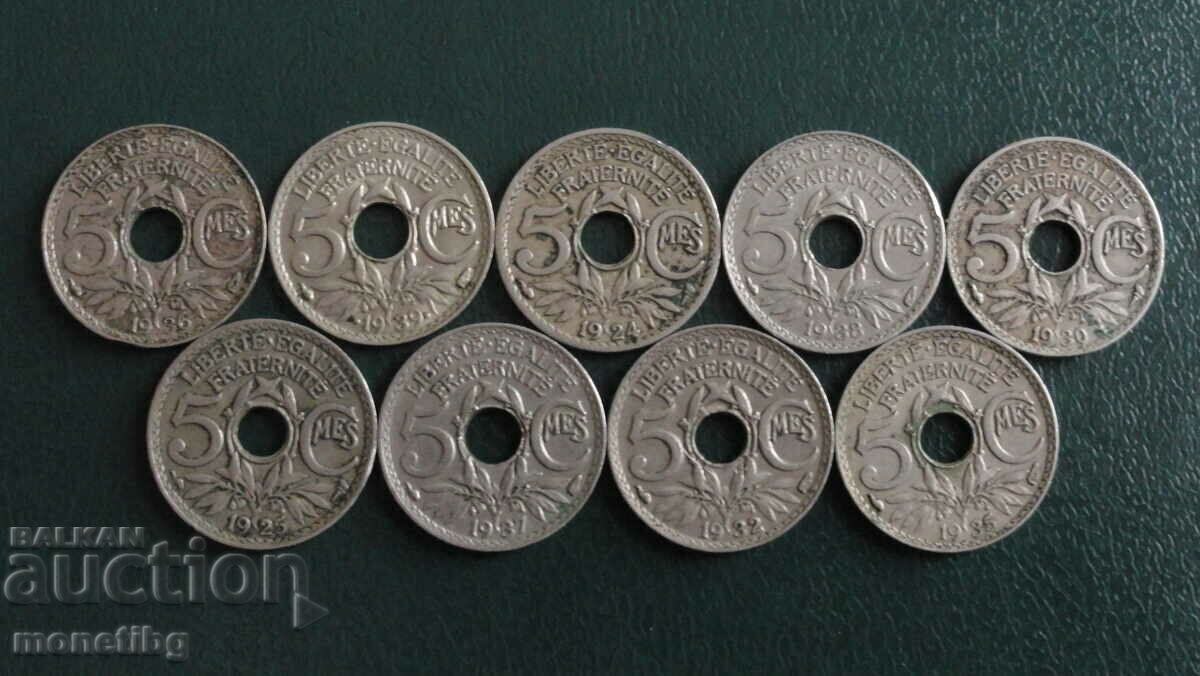 France 1924-39 - 5 centimes (9 pieces)