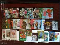 40 Post. cards with flowers from the 70s-80s traveled