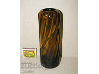 Glass vase hand blown brown glass 1970s preserved