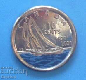 Canada 10 Cent 2021 100 Years of the schooner BLUENOSE Color