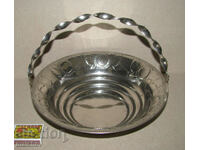 Old metal fruit basket 24 cm deep. handle preserved