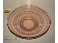 Old clear pink glass fruit bowl 26 cm excellent