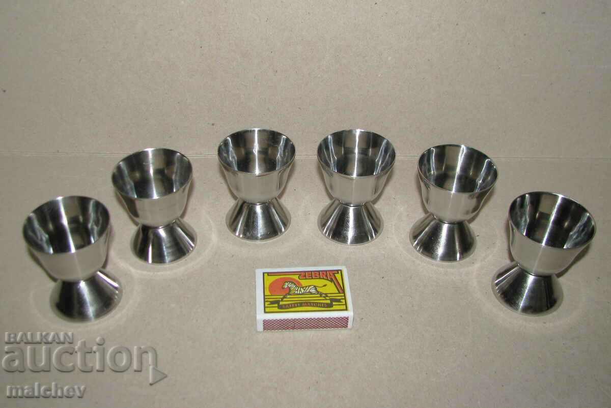 Set of 6 new stainless steel egg cups