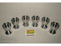 Set of 6 new stainless steel egg cups