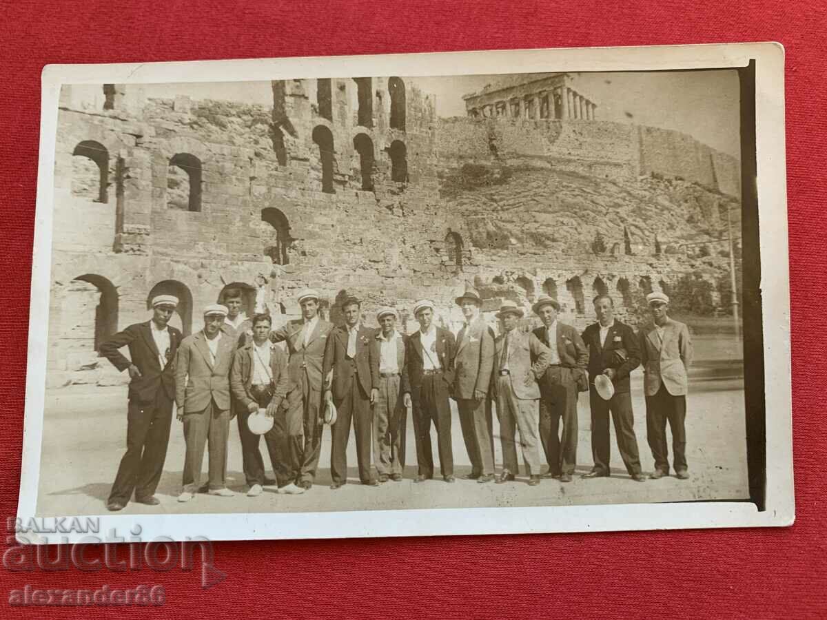 Bulgarians on the Acropolis 1930 old photo traveled