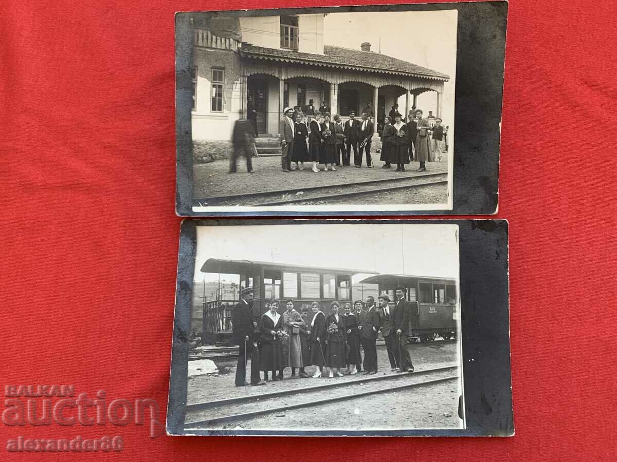 Narrow-gauge train station/?/ two old photos