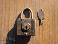 old vintage Bulgarian working padlock with key