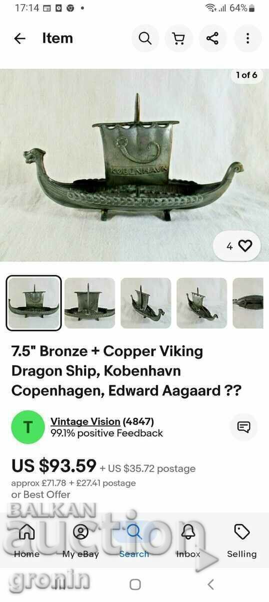 Фигура,Викинг,кораб,Дания,Копенхаген, Рядък с цена € 46.02 | 90.01 лв.