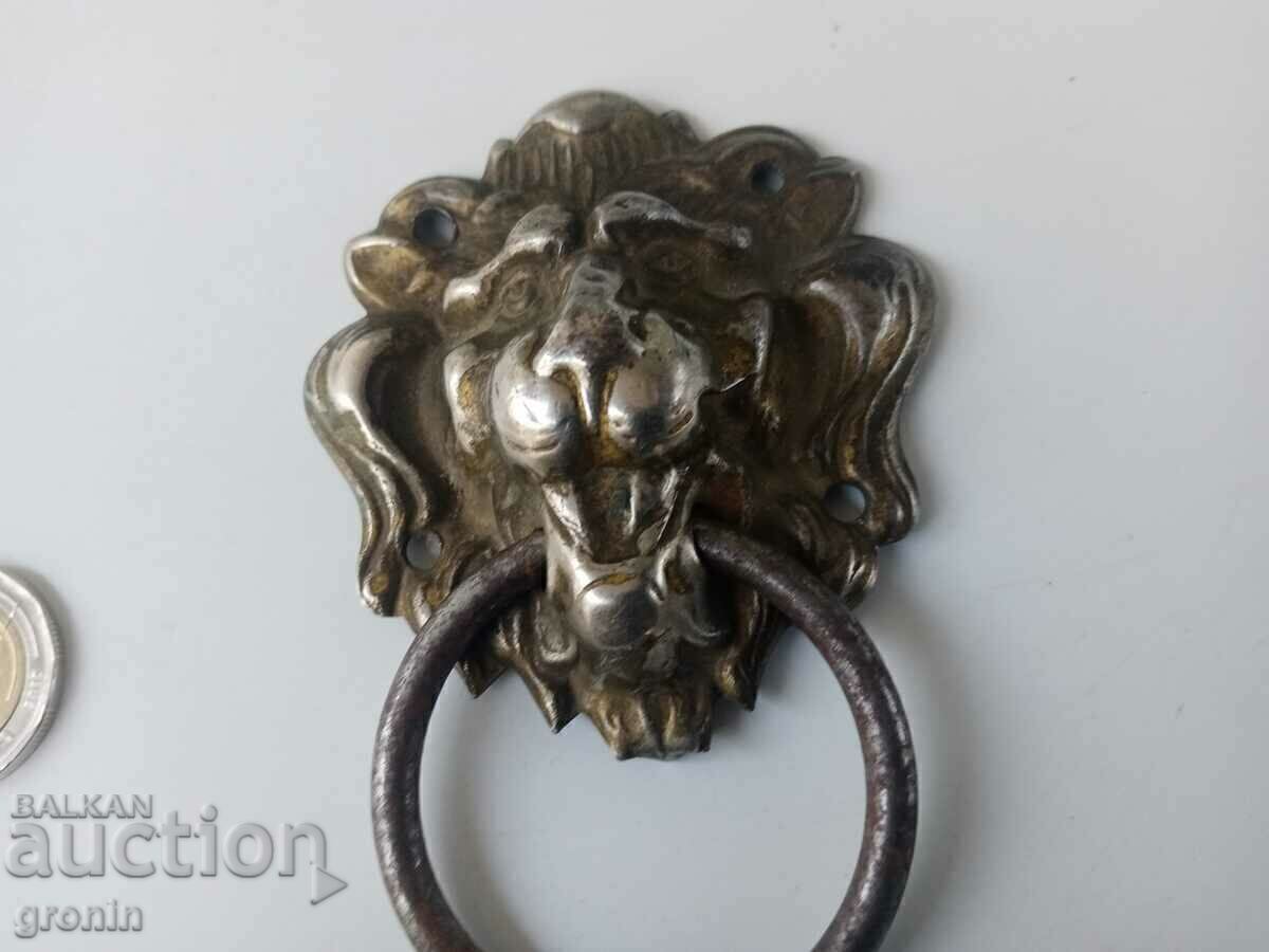 Old knocker, for gate, door, clapper, Lion, iron, eyelid - 5